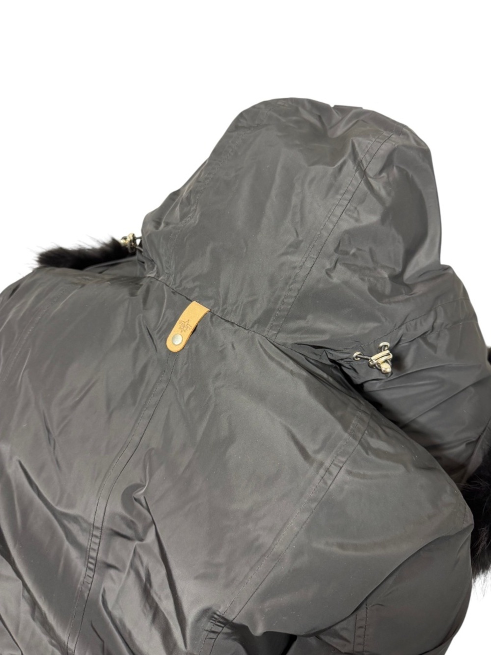 Mackage Down Parka Coat Real Asiatic Raccoon Fur Leather Trim Black XXS - Picture 9 of 16